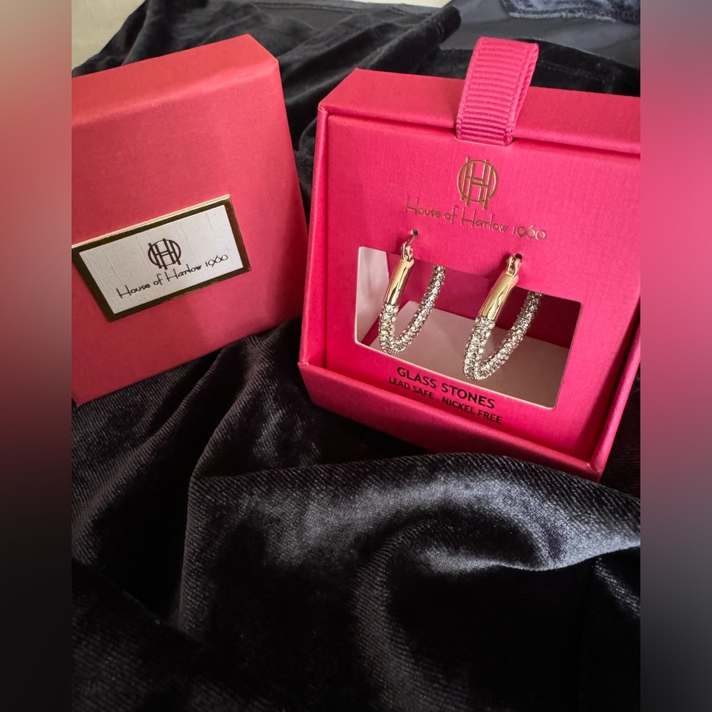 House of Harlow 1960 Glass Stones Hoop earrings